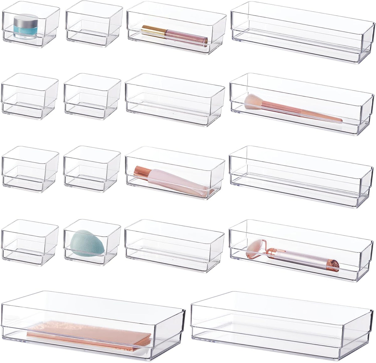 STORi SimpleSort 18-Piece Stackable Clear Drawer Organizer Set | Multi-size T...