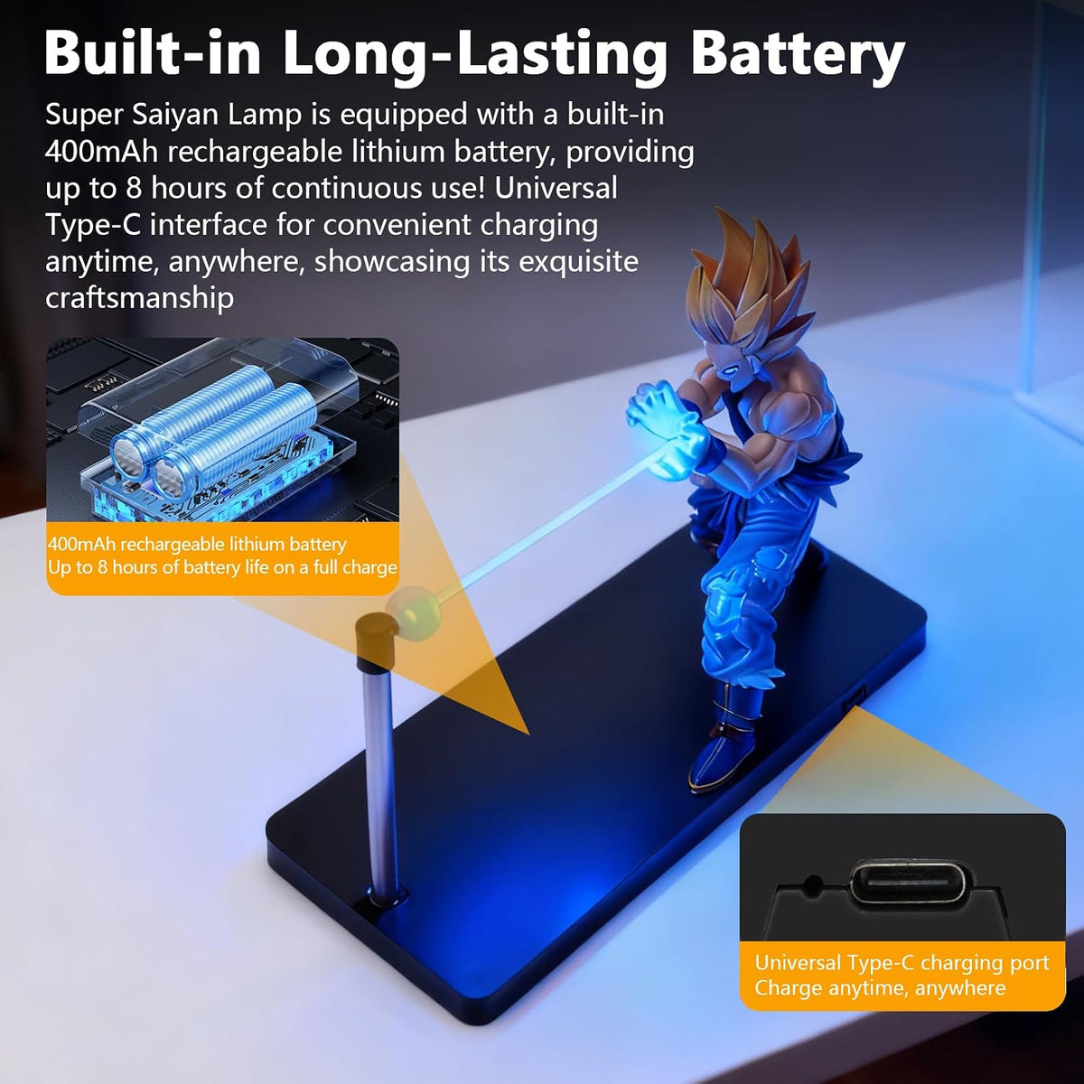 Doku Lamp Magnetic Super Saiyan lamp with LED Lighting Effect