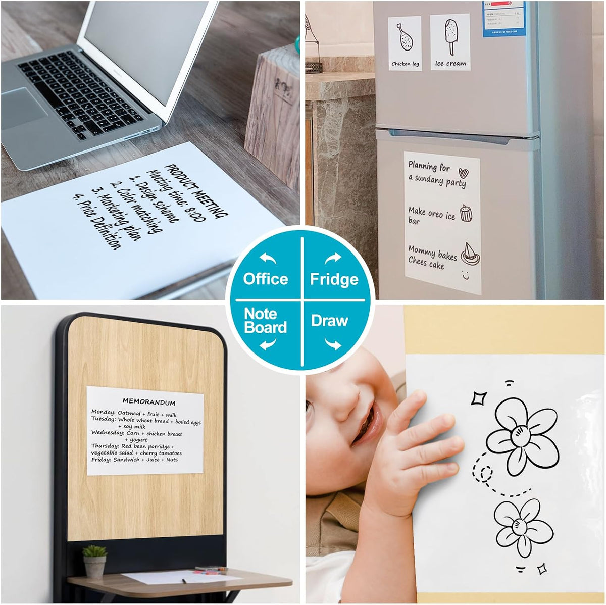 Dry Erase Board Sticker- Whiteboard Stickers-8.3''x11.7'' Rem...