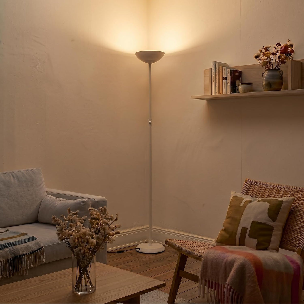 Brightech SkyLite LED Floor lamp, Torchiere Super Bright Floor Lamp for Livin...