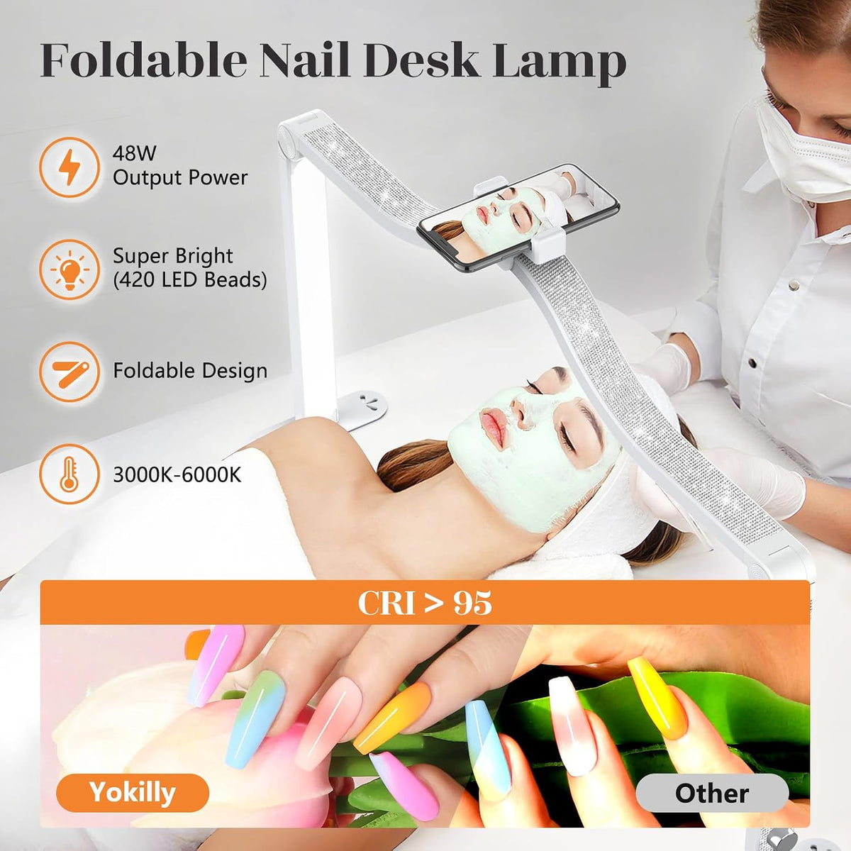 Yokilly Arc Half Moon Light: 34" Shadow-Free Large Nail Light for Desk