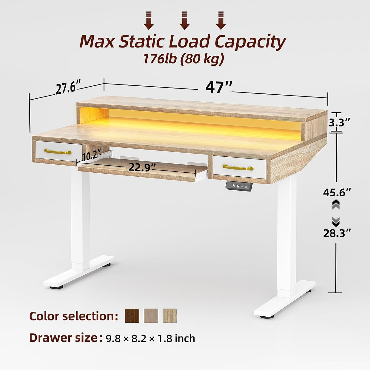 TIQLAB Standing Desk with Two Drawers, Stand Up Standing Desk Adjustable Heig...