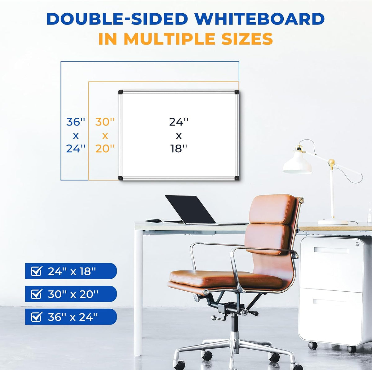 WALGLASS Double Sided Dry Erase Board 36"x24" Magnetic Whiteboard f...