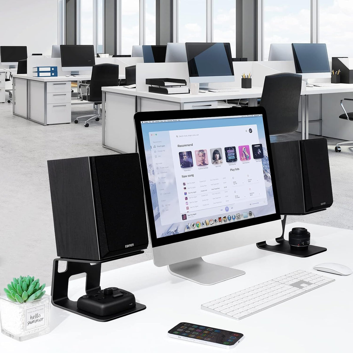 VAYDEER Desktop Speaker Stands with Vibration Absorption Pads, Metal Speaker ...