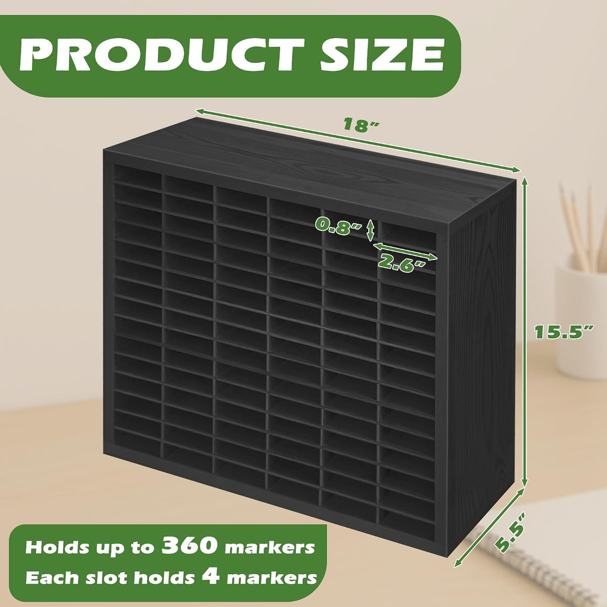 PROLEE Markers Organizer with 90 Compartments for 360 Marker Storage Art Pens...