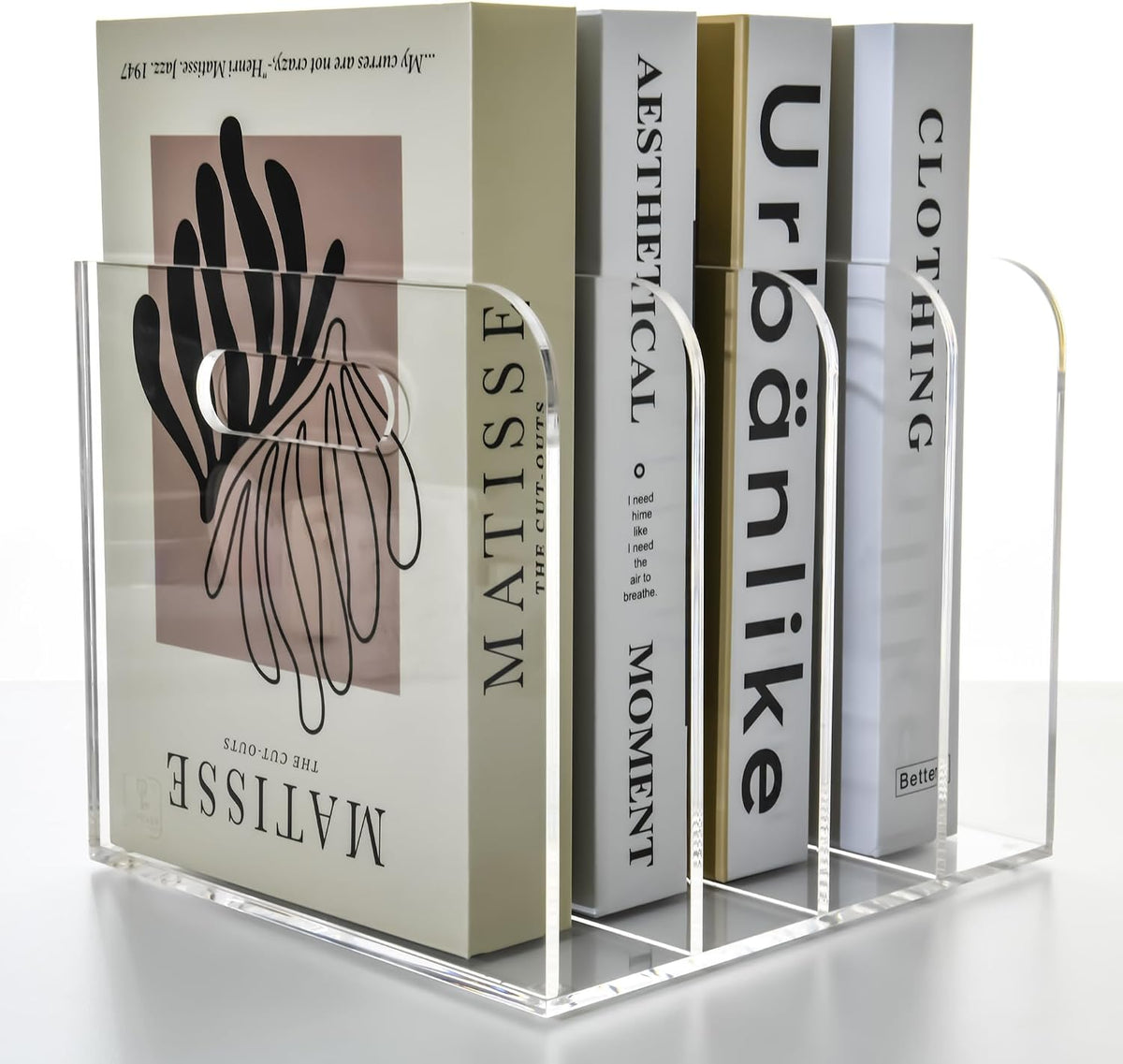 4 Vertical Compartments File Holder, Clear Acrylic Desk Organizer and Storage...