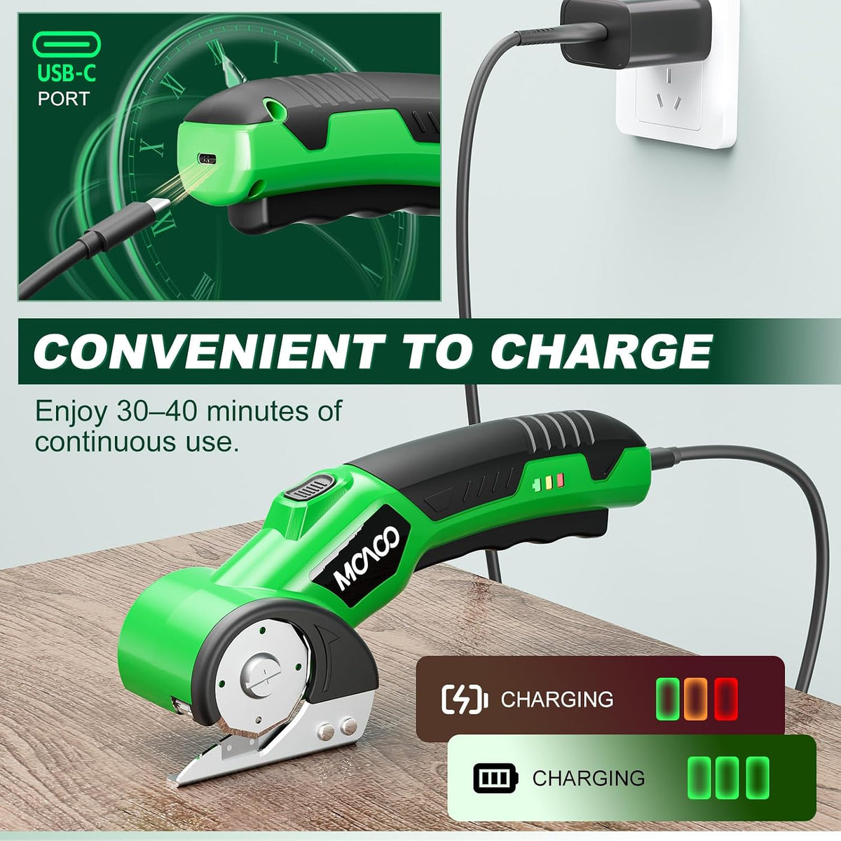 Cordless Electric Scissors, 4V Electric Cardboard Cutter with 2 Blades