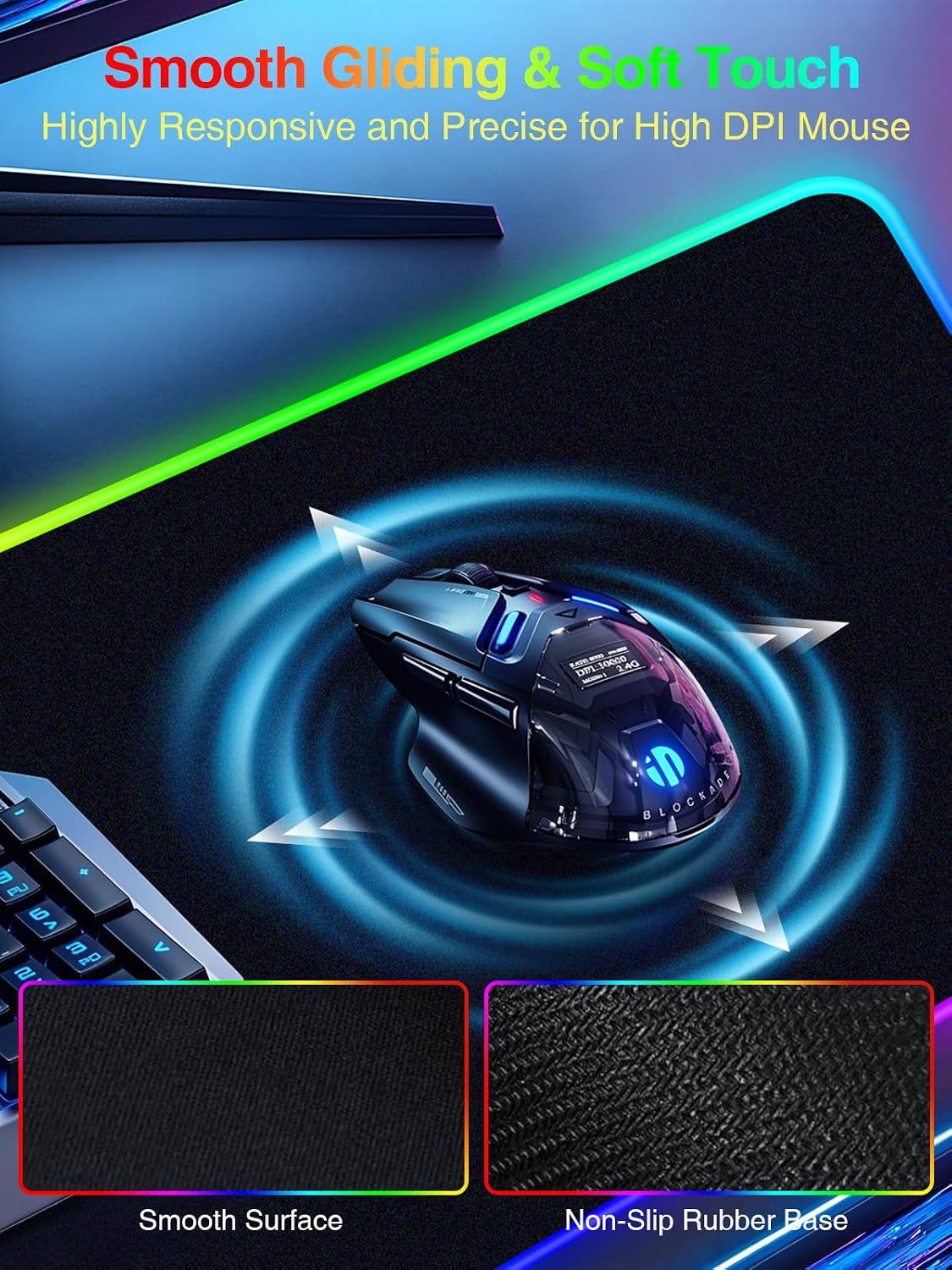 Wireless Charging Mouse Pad Gaming, 31.5"x11.8" Large Desk Mat, Wat...