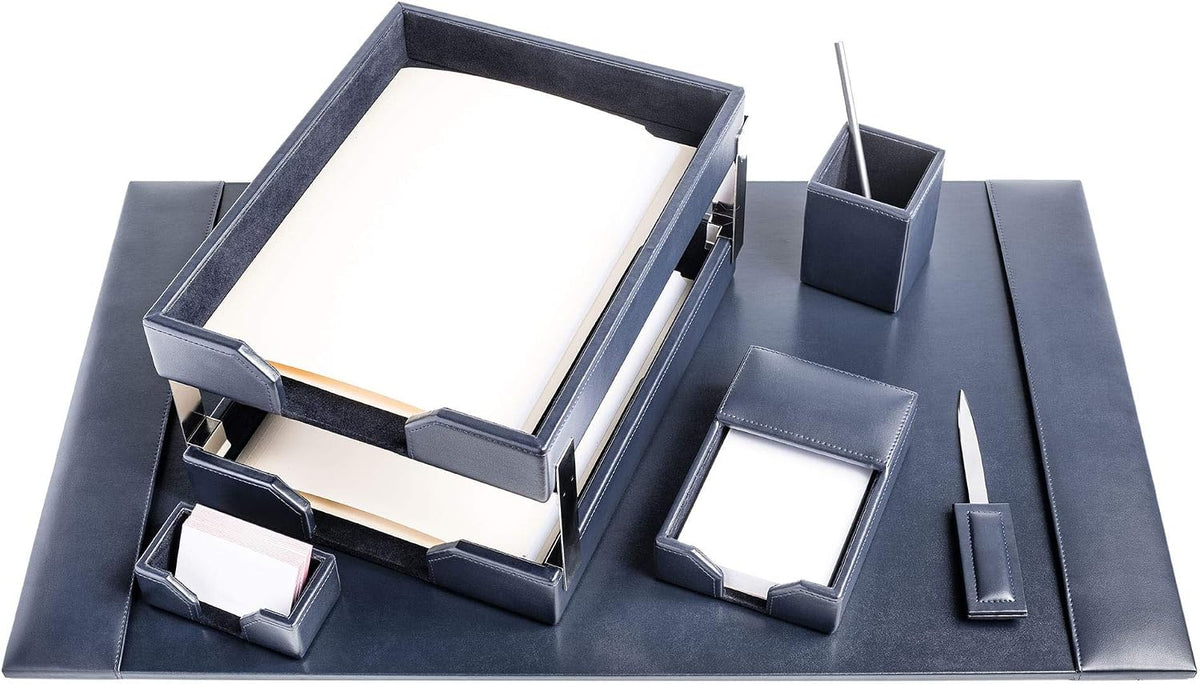 DACASSO Bonded Leather Desk Set - Luxury Leather Desk Pad & Desk Organiza...