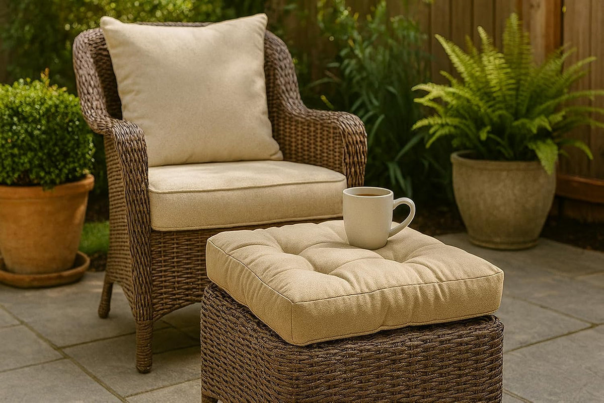 Cushion Source Tufted Ottoman Cushions, 21"X 17" Indoor and Outdoor...