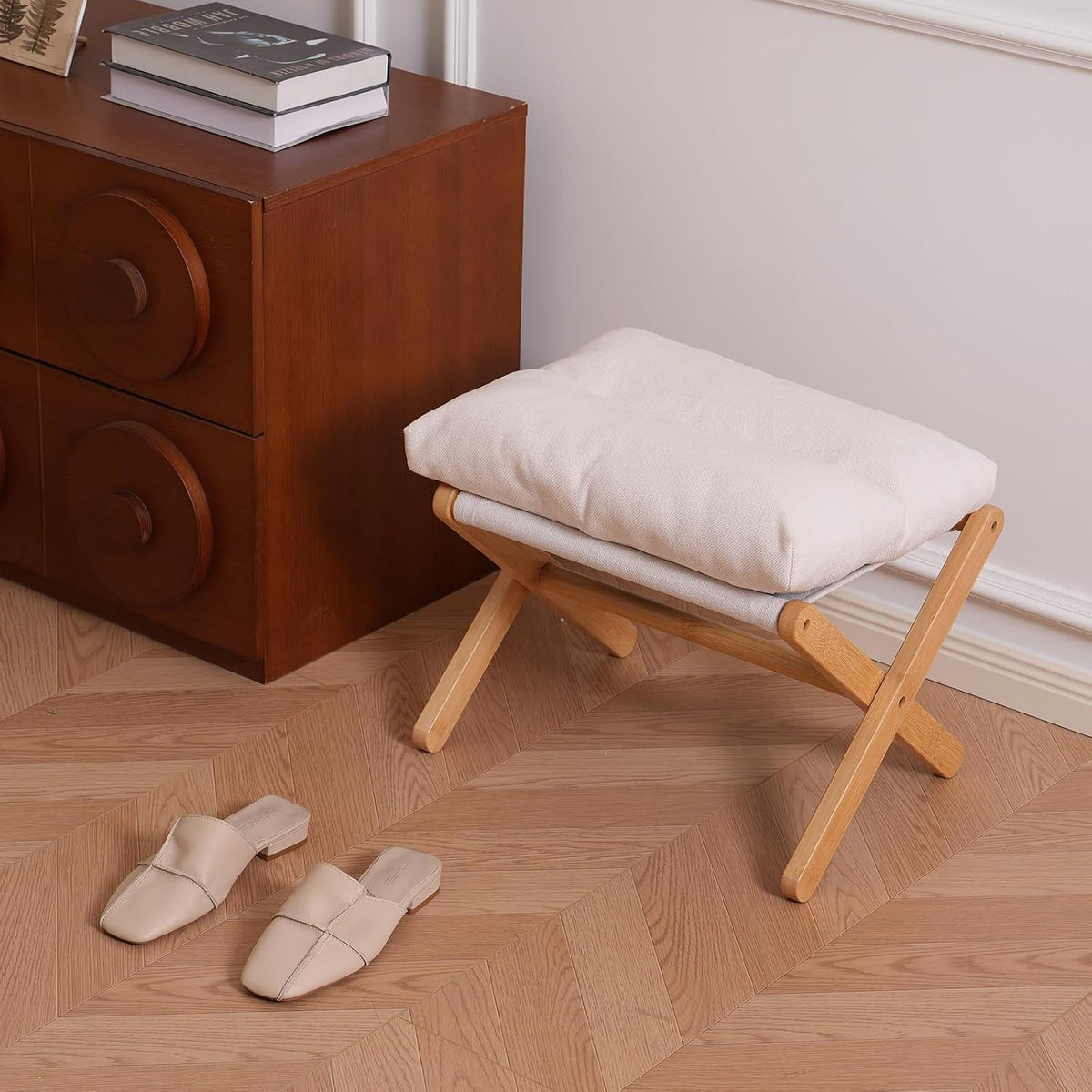 Baveke Foldable Ottoman Foot Rest for Chair, Small Foot Stools Ottoman for Ho...