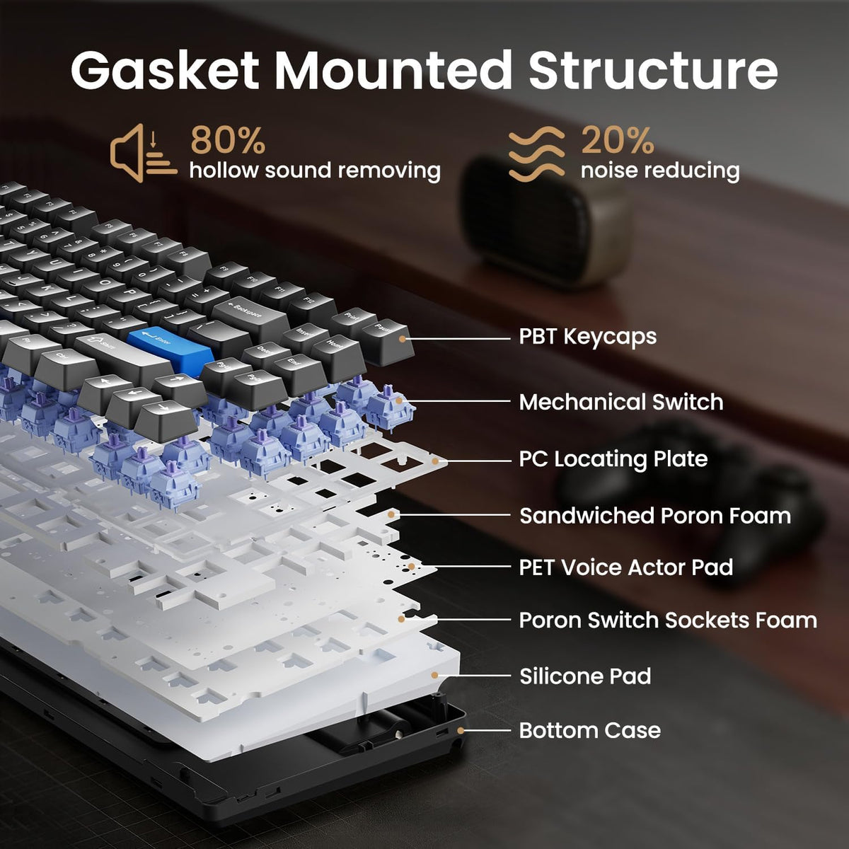Kisnt KN85 Wireless Mechanical Keyboard, 75% Layout, Bluetooth/2.4GHz/USB-C, ...