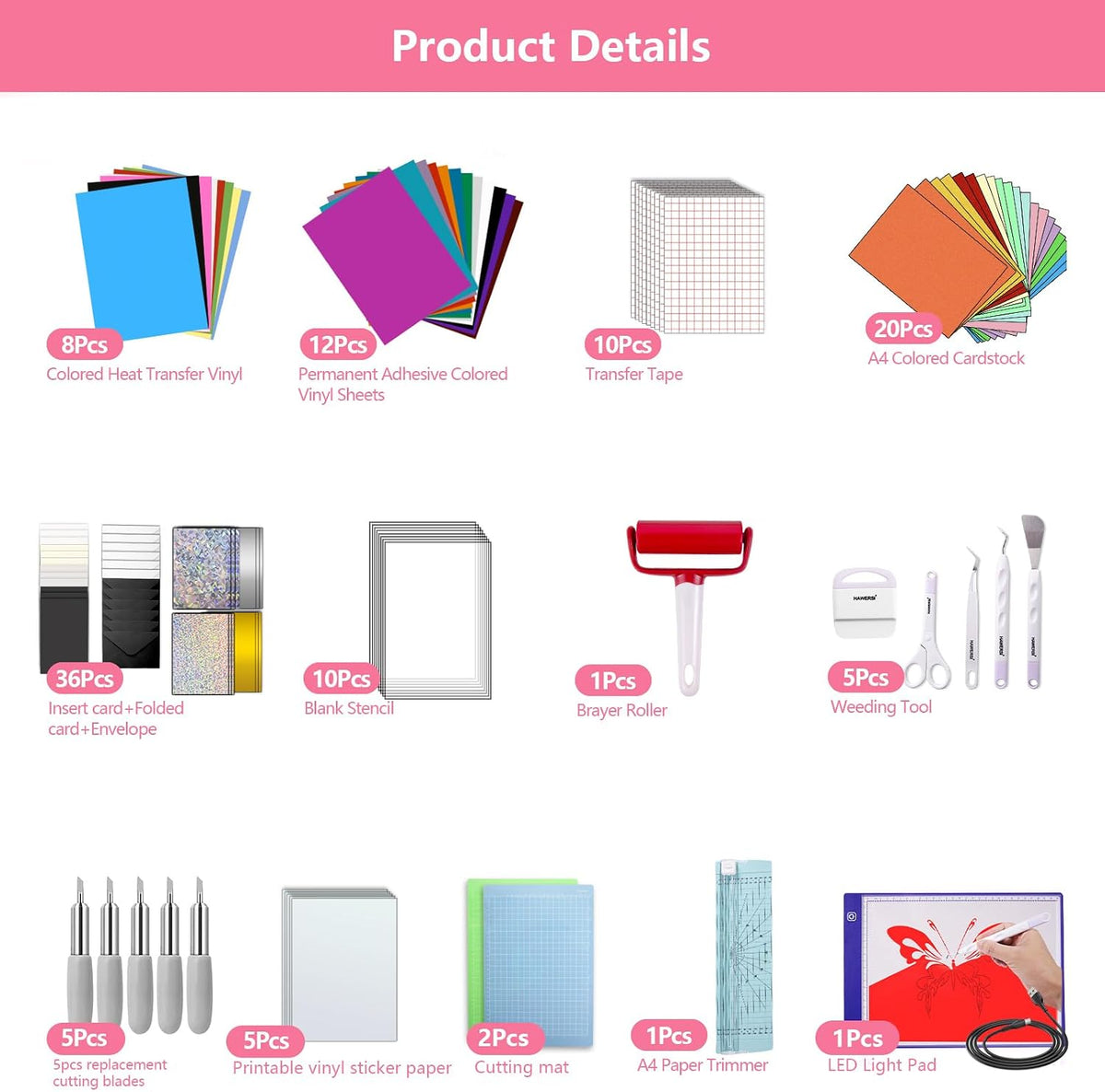 Starter Kit for Cricut Joy Xtra,116Pcs Accessories Bundle and Supplies for Cu...