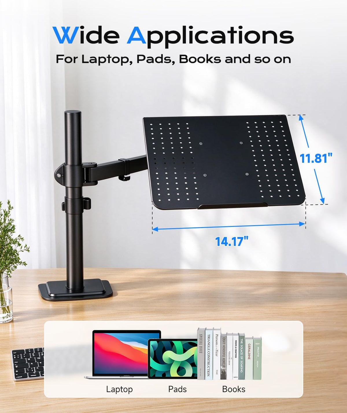 Suptek Single Laptop Notebook Desk Mount with Tray for 13-27 inch Computer Sc...