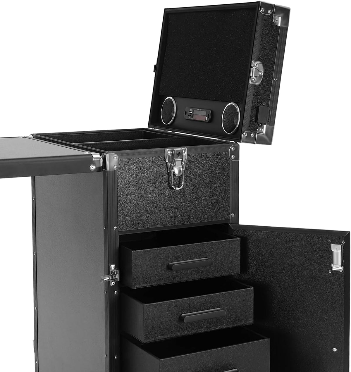 Nail Desk Mobile Station Rolling Makeup Train Case, Foldable Nail Table Manic...