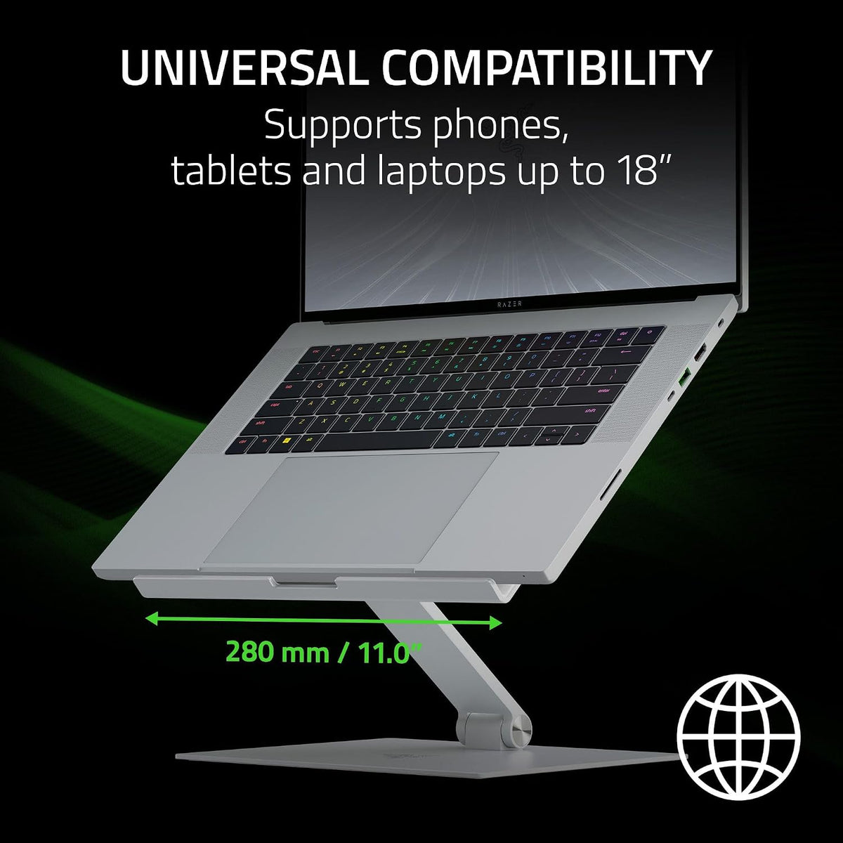 Razer Adjustable Laptop Stand, Supports Phones/Tablets up to 18", Mercury