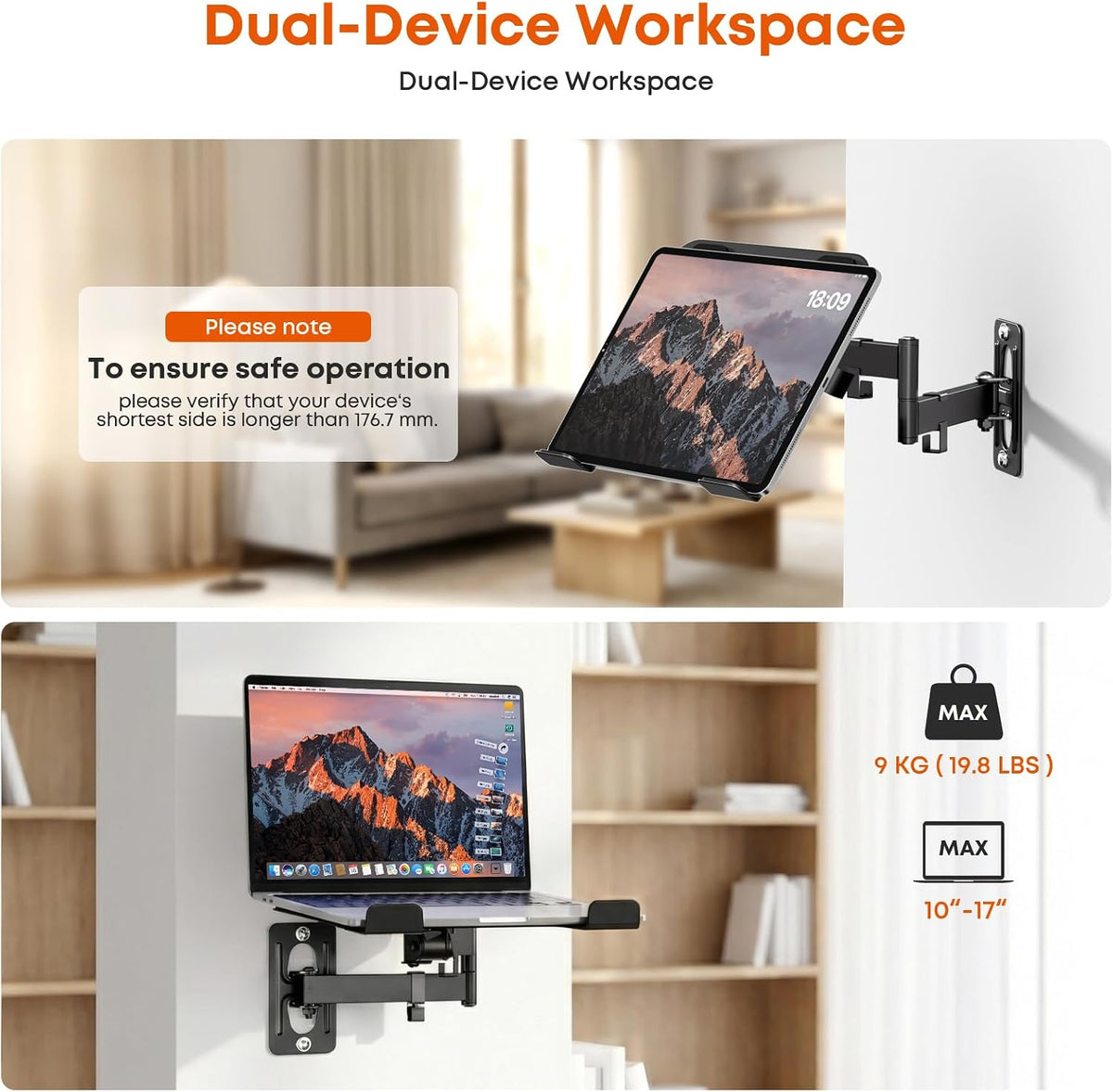 PUTORSEN 2-in-1 Laptop Wall Mount for 10-17" Notebooks & 32" Sc...