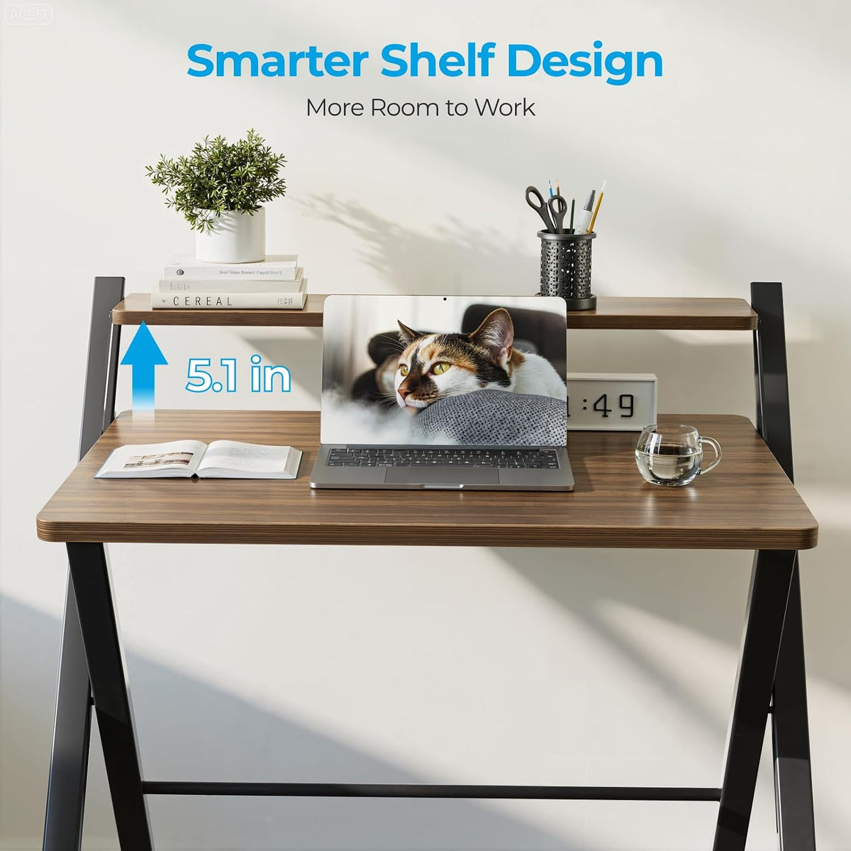 GreenForest Folding Desk No Assembly, Sturdy Computer Desk for Small Spaces