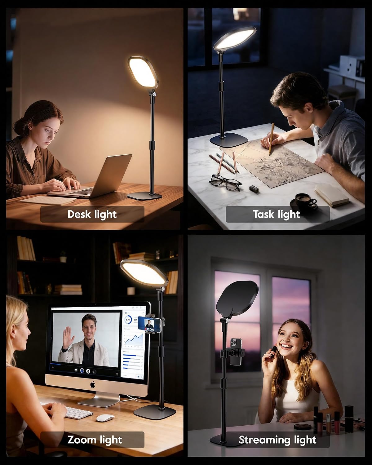 LitONES 2PCS Video Conference Light for Zoom with Stand, 30 Modes, CRI>98