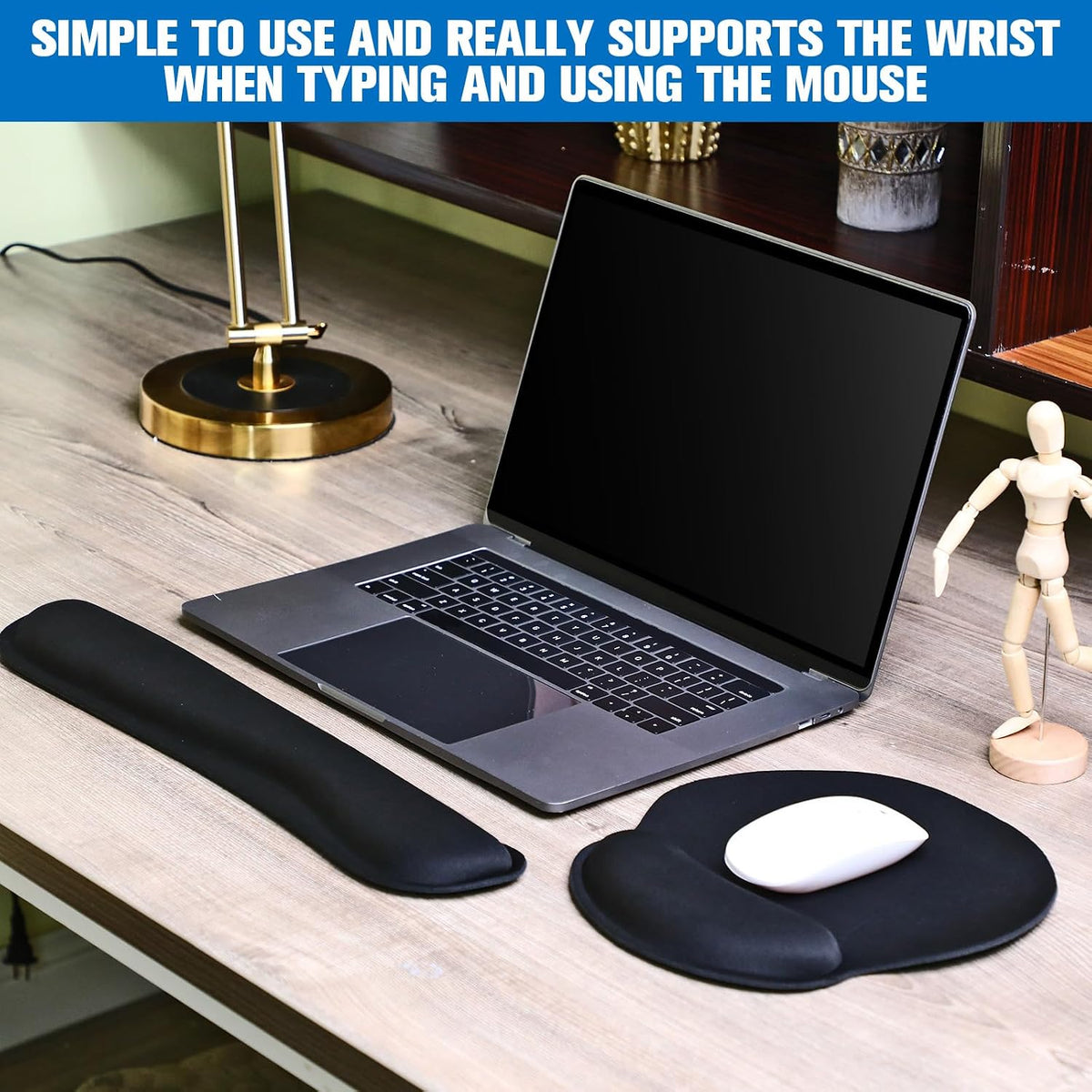 Yunsailing 8 Pcs Ergonomic Mouse Pad and Keyboard with Wrist Support Set