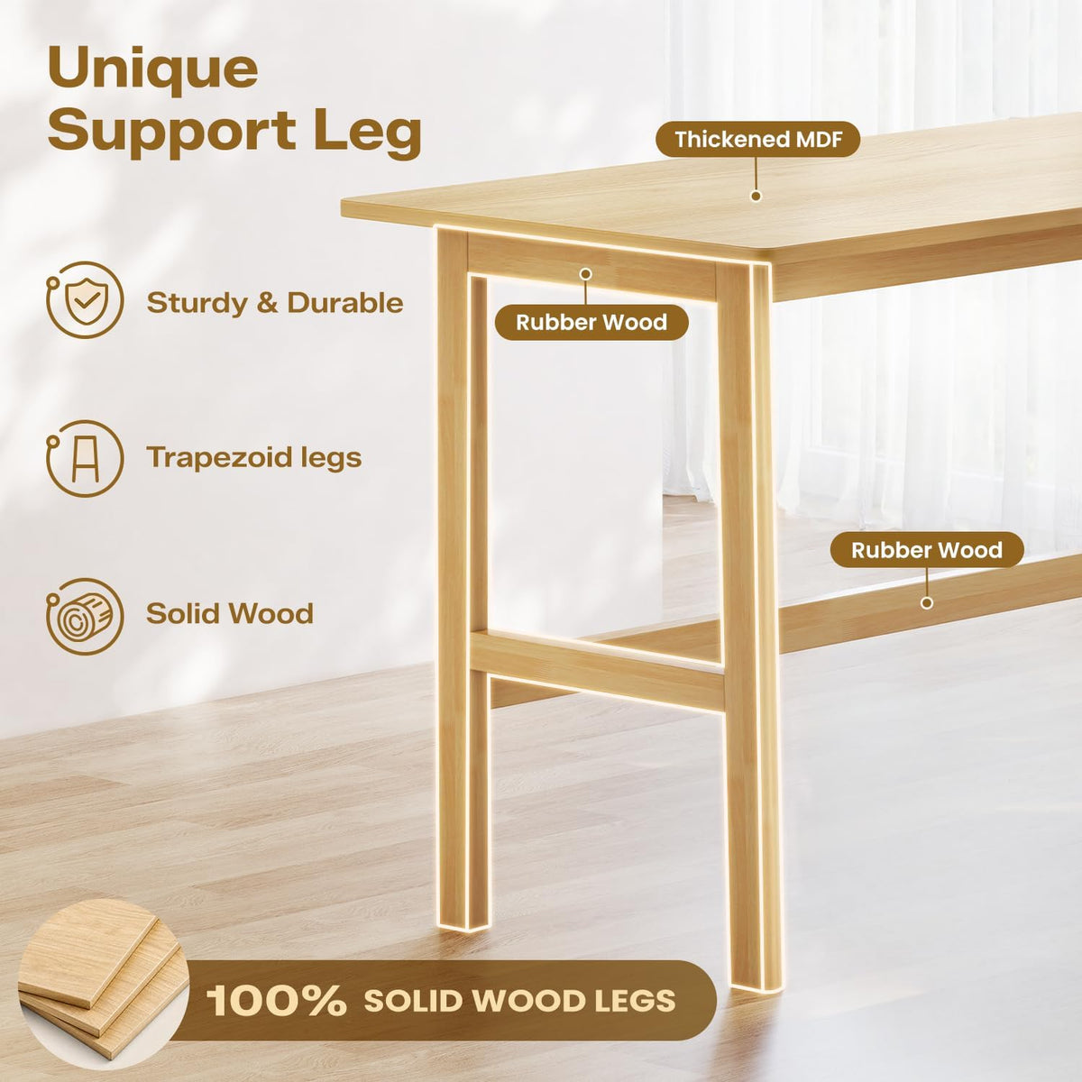 NELYE 63" Reversible L Shaped Desk with Shelf for Home Office, Oak