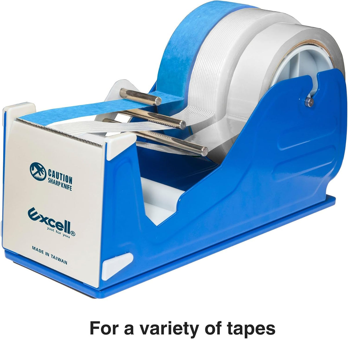 by Excell Deluxe Triple Extra Wide Metal Multi-Roll Desktop Tape Dispenser