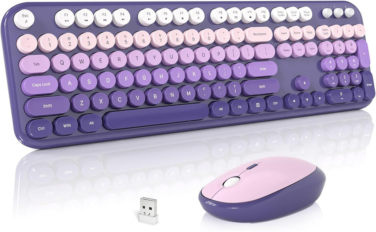 MOFII Wireless Keyboard and Mouse Combo, Cute Keyboard Full Size and Wireless...