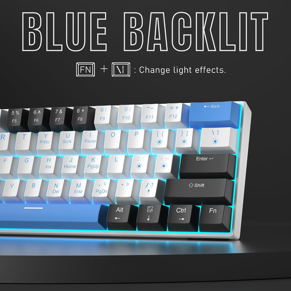 Camiysn 60% Mechanical Gaming Keyboard,Mixed Color Keycaps Gaming Keyboard wi...