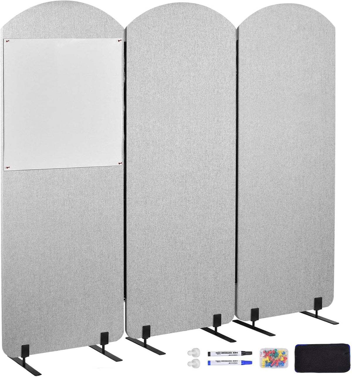 3 Panel Office Partitions with Whiteboard, 72" x 66" Temporary Wall...