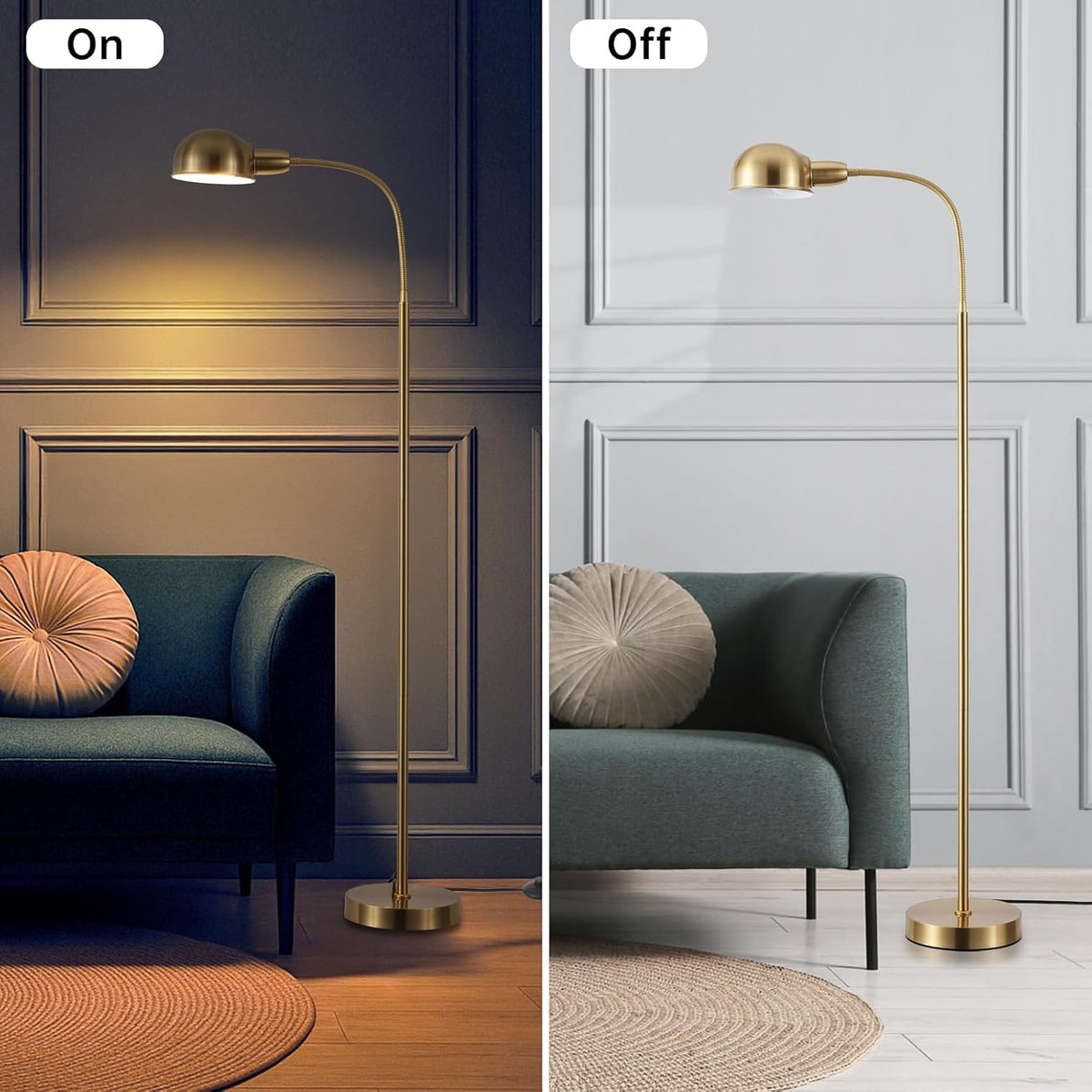 Adjustable Floor Reading Lamp Standing Lamps with Remote Control Gooseneck an...