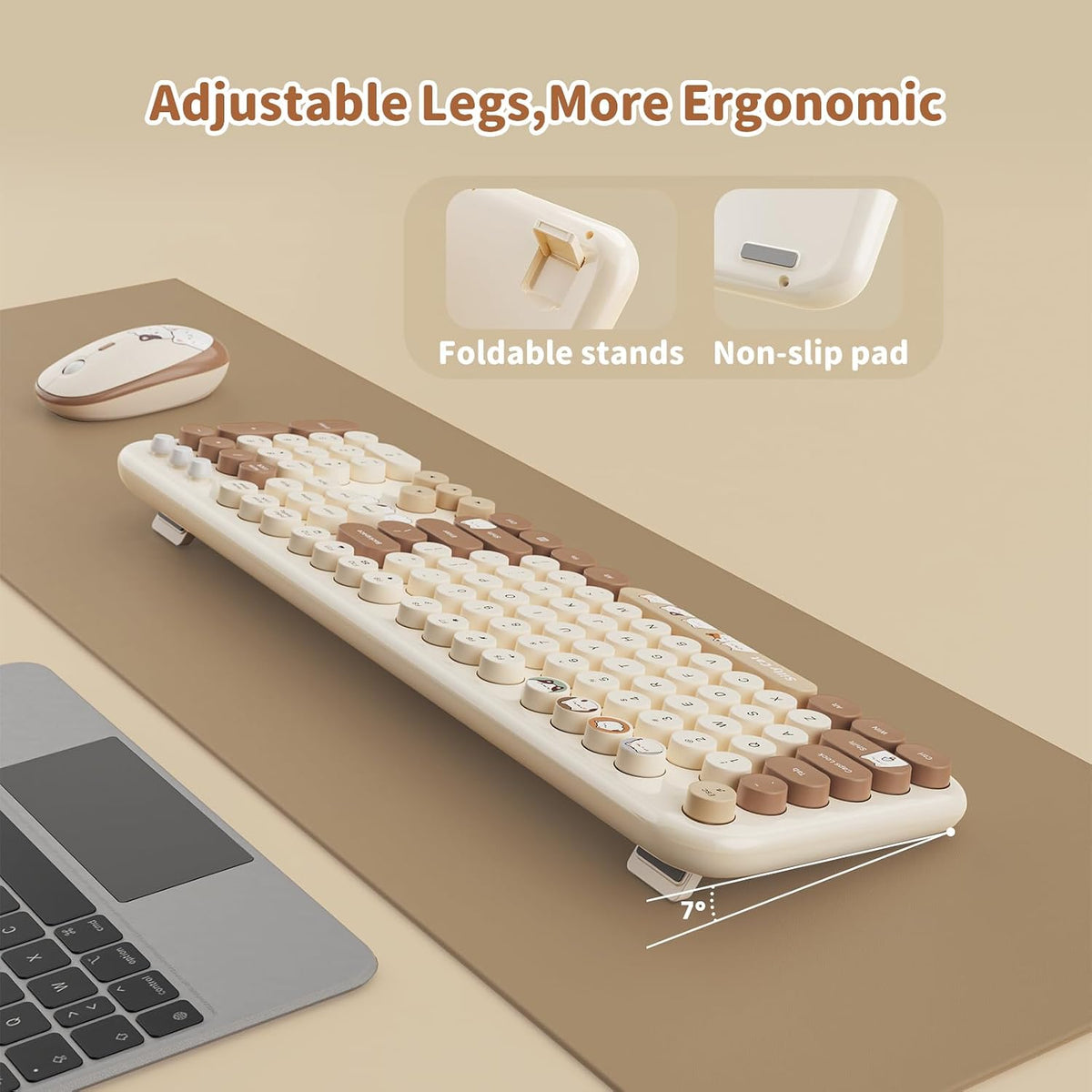 Wireless Keyboard and Mouse Combo, 2.4GHZ Typewriter Retro Full Size Keyboard...