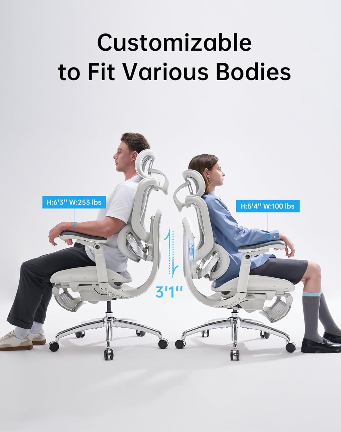 SIHOO Doro C300 Pro V2 Ergonomic Office Chair with Footrest, Grey