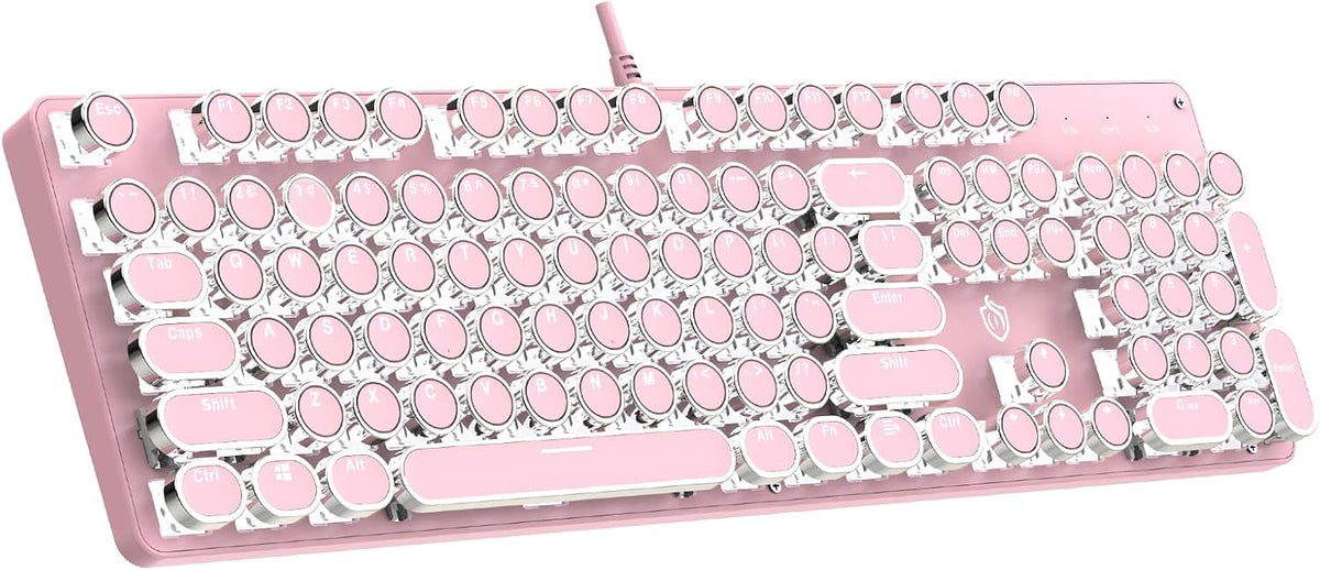 Typewriter Mechanical Gaming Keyboard with RGB Backlit Red Switches, 104 Keys...
