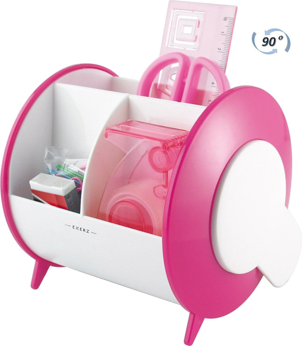 Exerz Ex8986 O-Life 90 Degree Rotary Desk Organiser with Stationery Set - Saf...