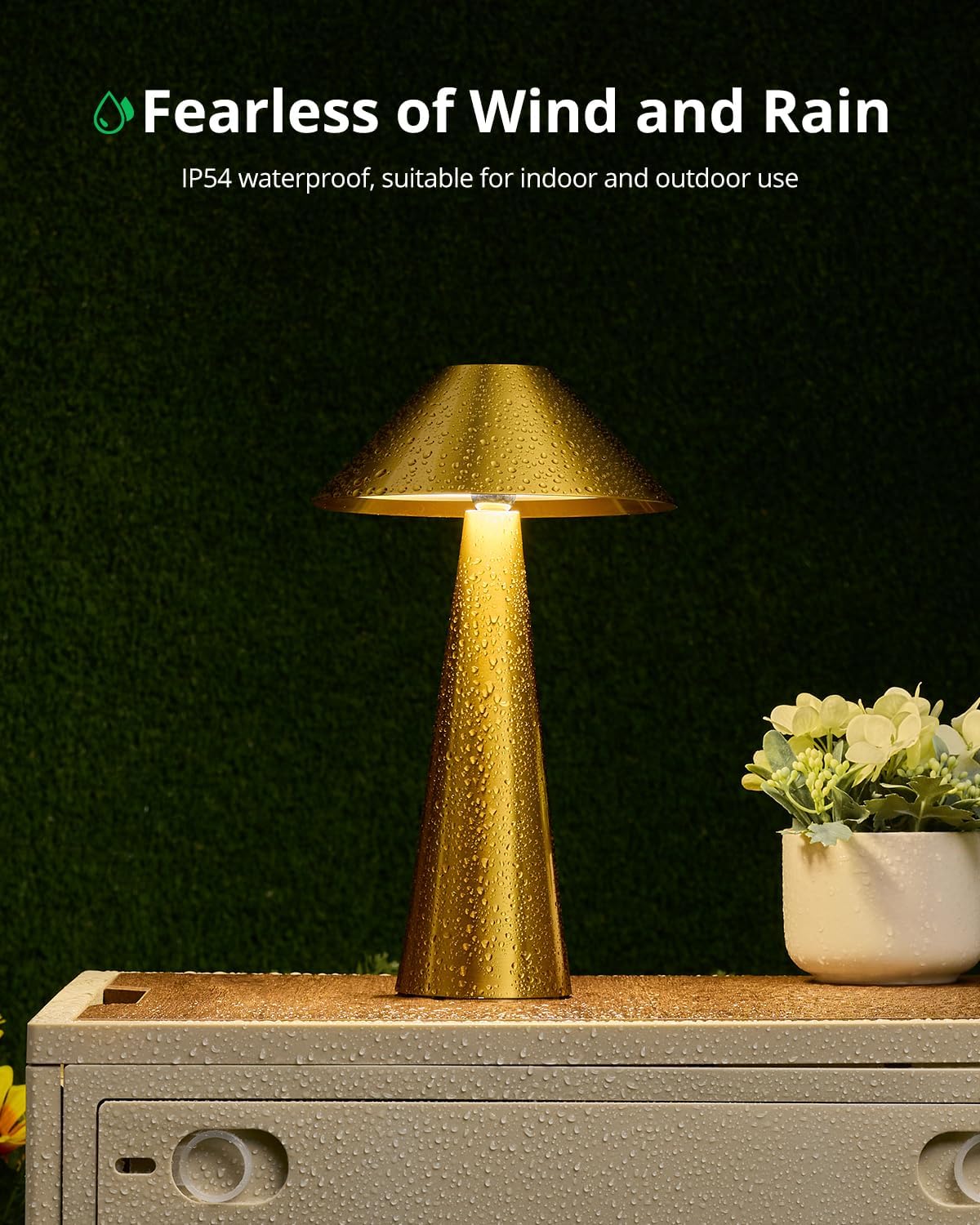 Bojim Rechargeable Cordless Table Lamp, Gold LED Battery Operated Wireless Ta...
