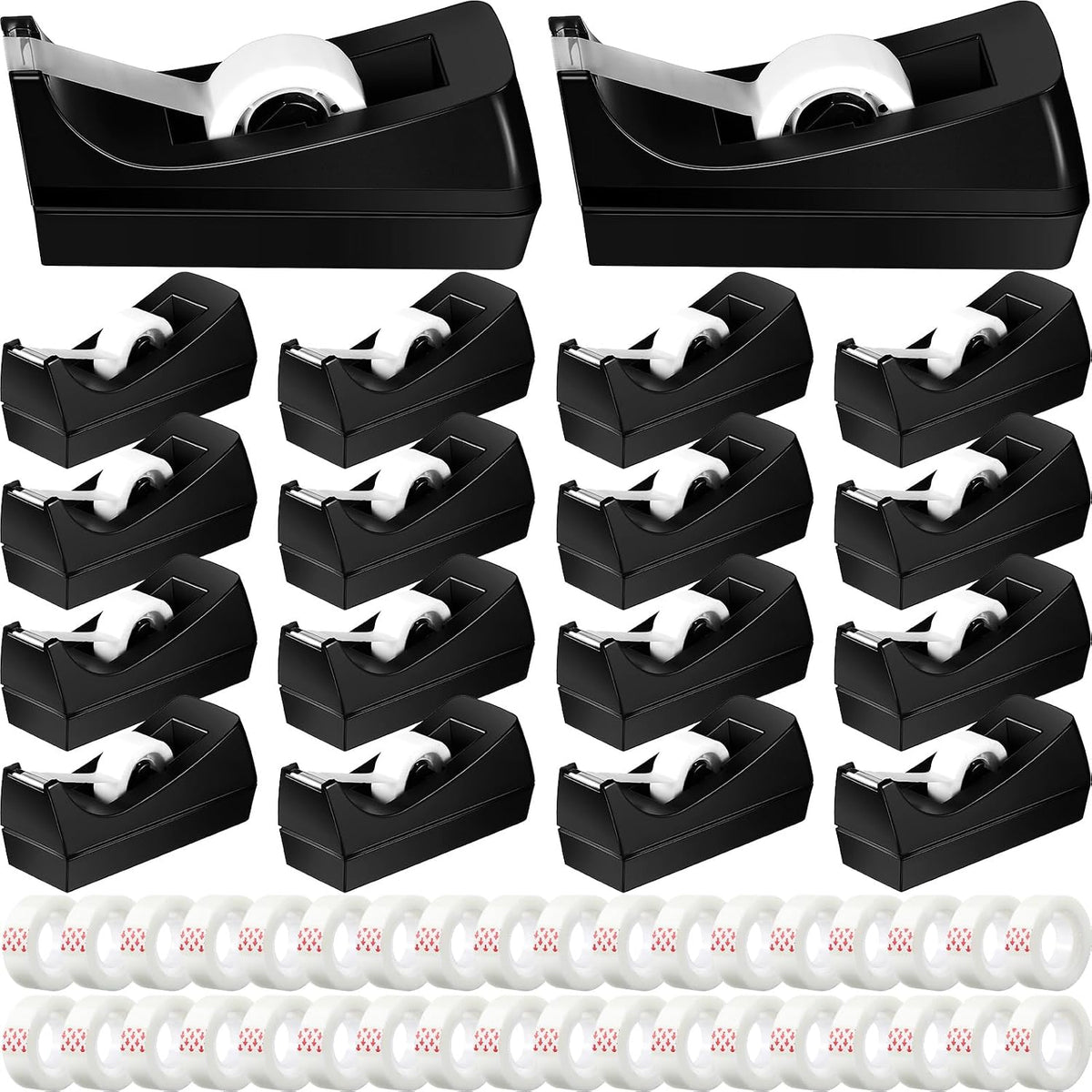 Yahenda 18 Pack Tape Dispenser, 20 Refills Weighted Non Skid,Black