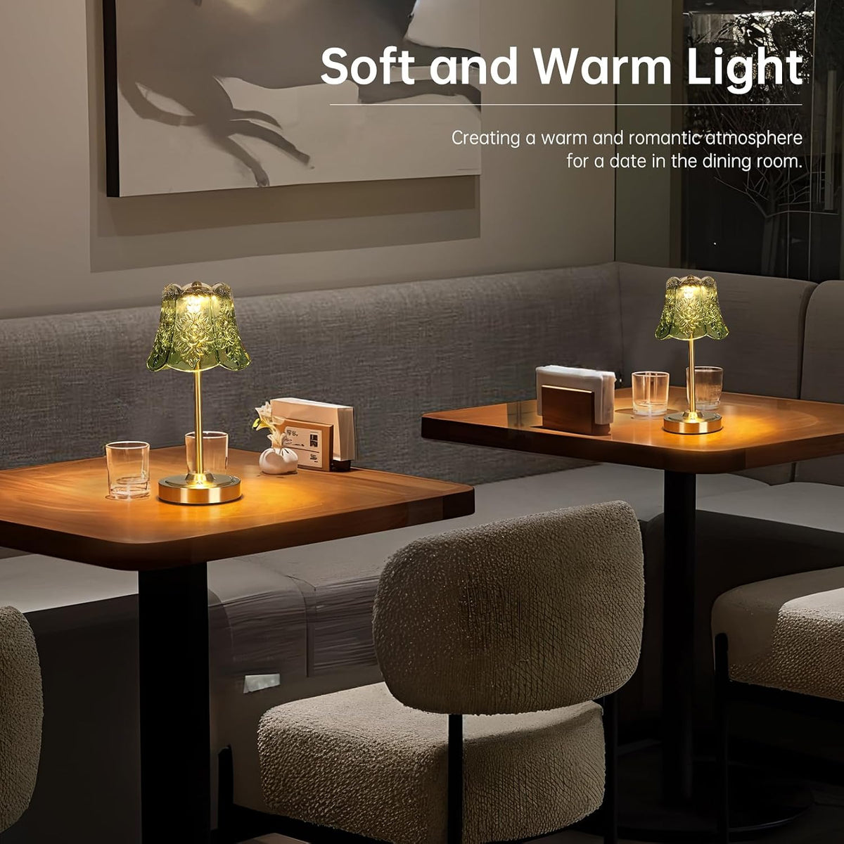 Shenmoyl Cordless Touch Table Lamp with 5200mAh Battery - 3 Adjustable Color ...