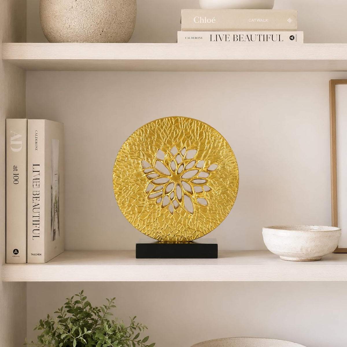 Tree of Life Decorative Sculpture, Round Openwork Tabletop Decor for Cabinet ...