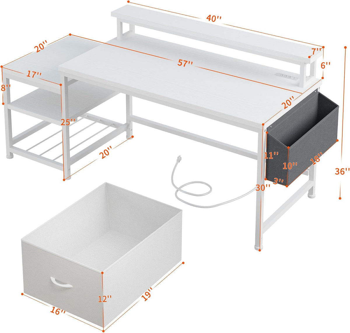 EnHomee 56.5" Office Desk with Drawers & Printer Space for Home Work...