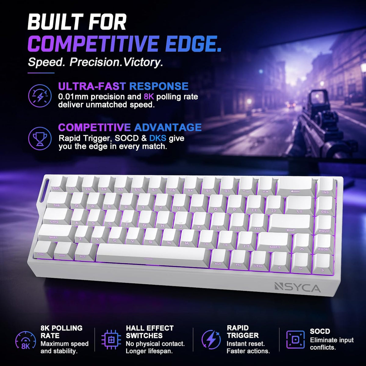 WIN68 HE Hall Effect Keyboard, Rapid Trigger Magnetic Gaming Keyboard, 8000Hz...
