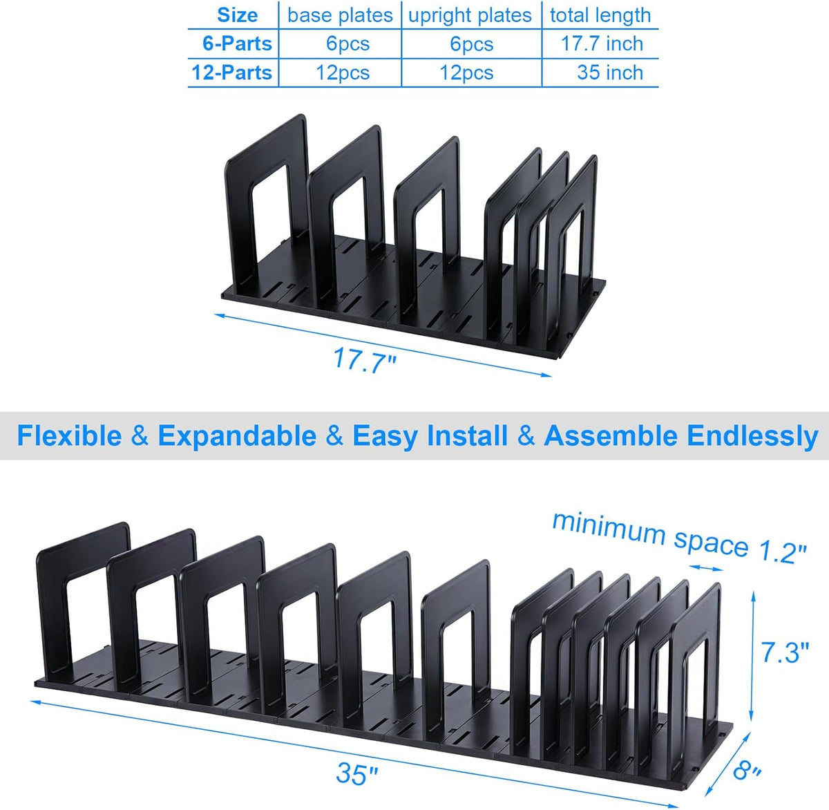 Adjustable Vertical File Sorter Sturdy Plastic Expandable Upright File Holder...