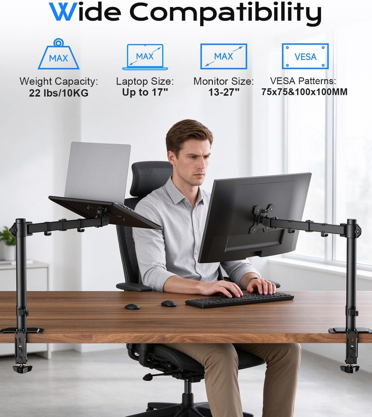 Suptek Single Laptop Notebook Desk Mount with Tray for 13-27 inch Computer Sc...