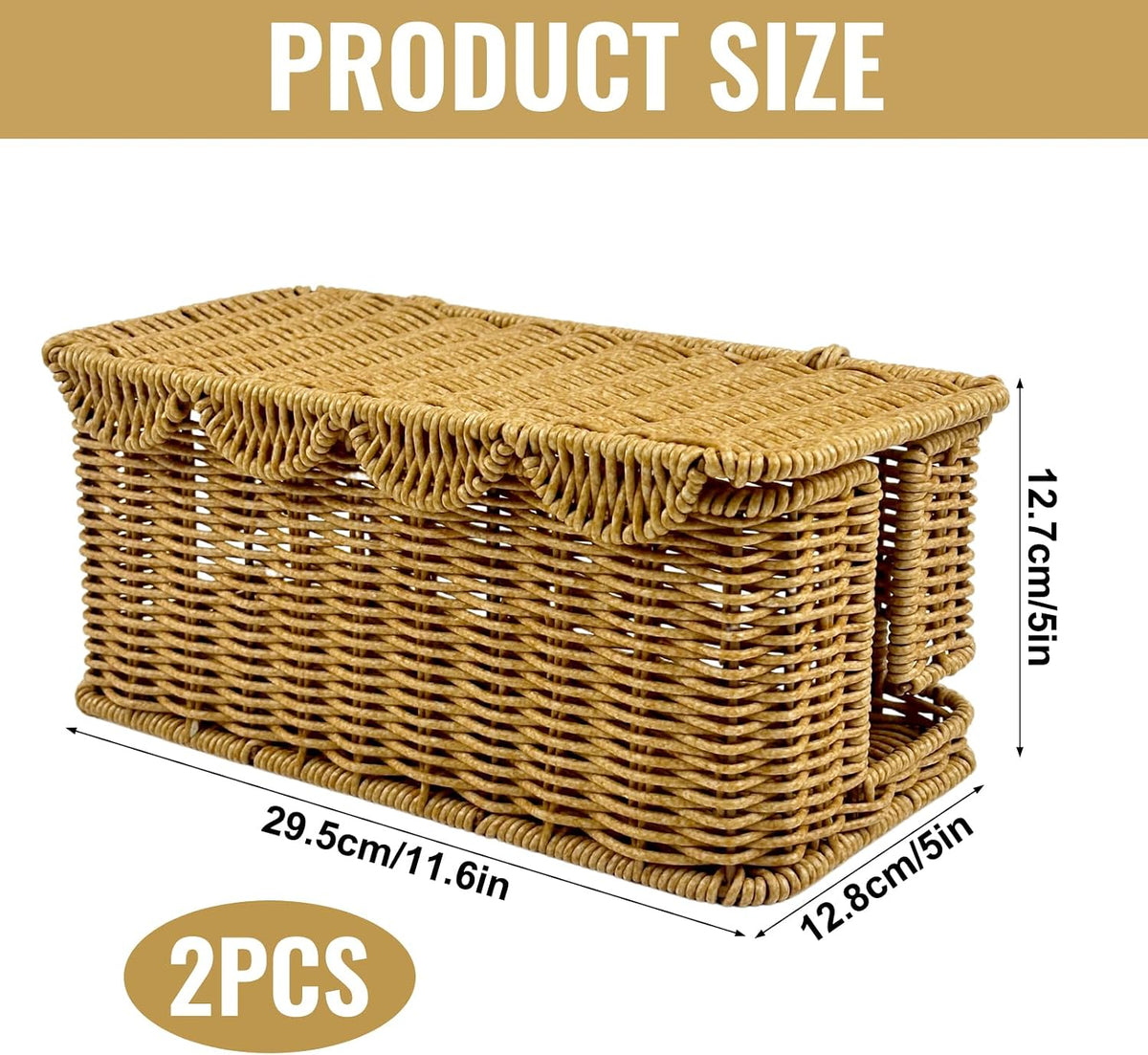 2 Pack Scalloped Edge Cable Management Box Handmade, Plastic Rattan Cable Org...