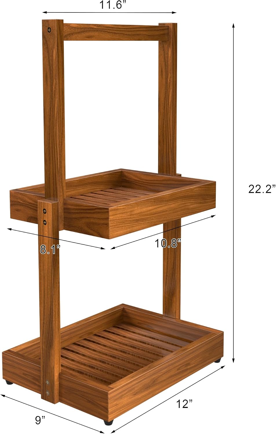 Teak Bathroom Shelf Towel Holder - 2 Tier