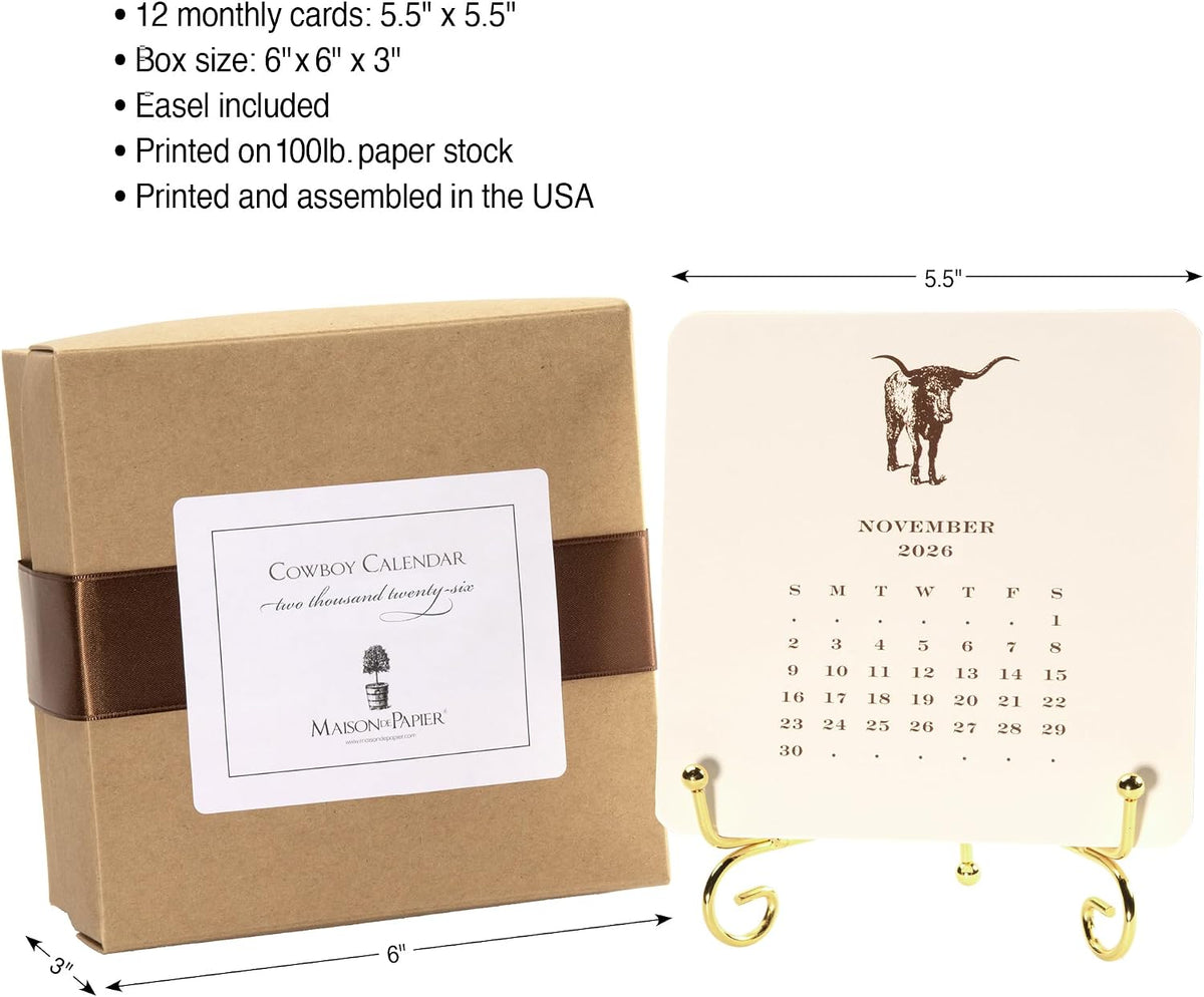 Shade Tree Greetings Cowboy 2026 Desk Calendar With Easel