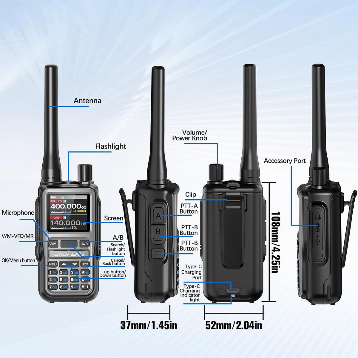 Baofeng Radio UV-5R Mini Ham Radio Long Range Two Way Radio NOAA Weather Radi...