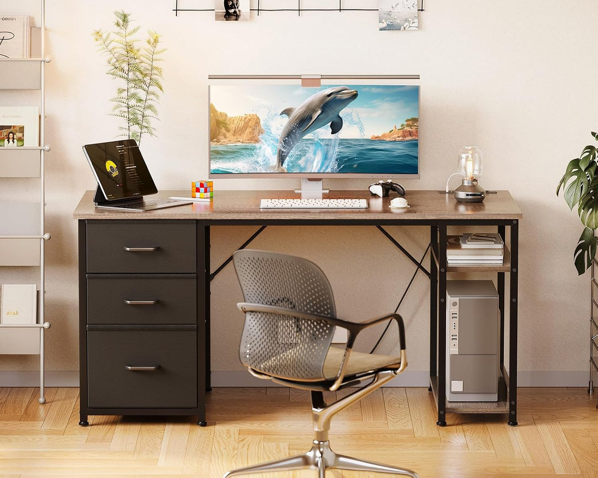 AODK 51 Inch Computer Desk with Drawers & USB Power Outlets