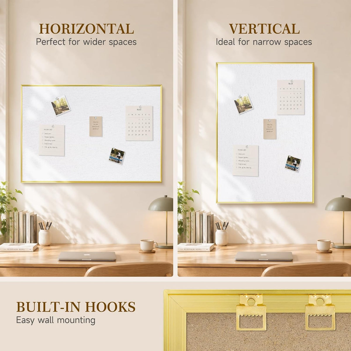 Linen Bulletin Board, 24"x18" Decorative Fabric Pin Board Vision Board