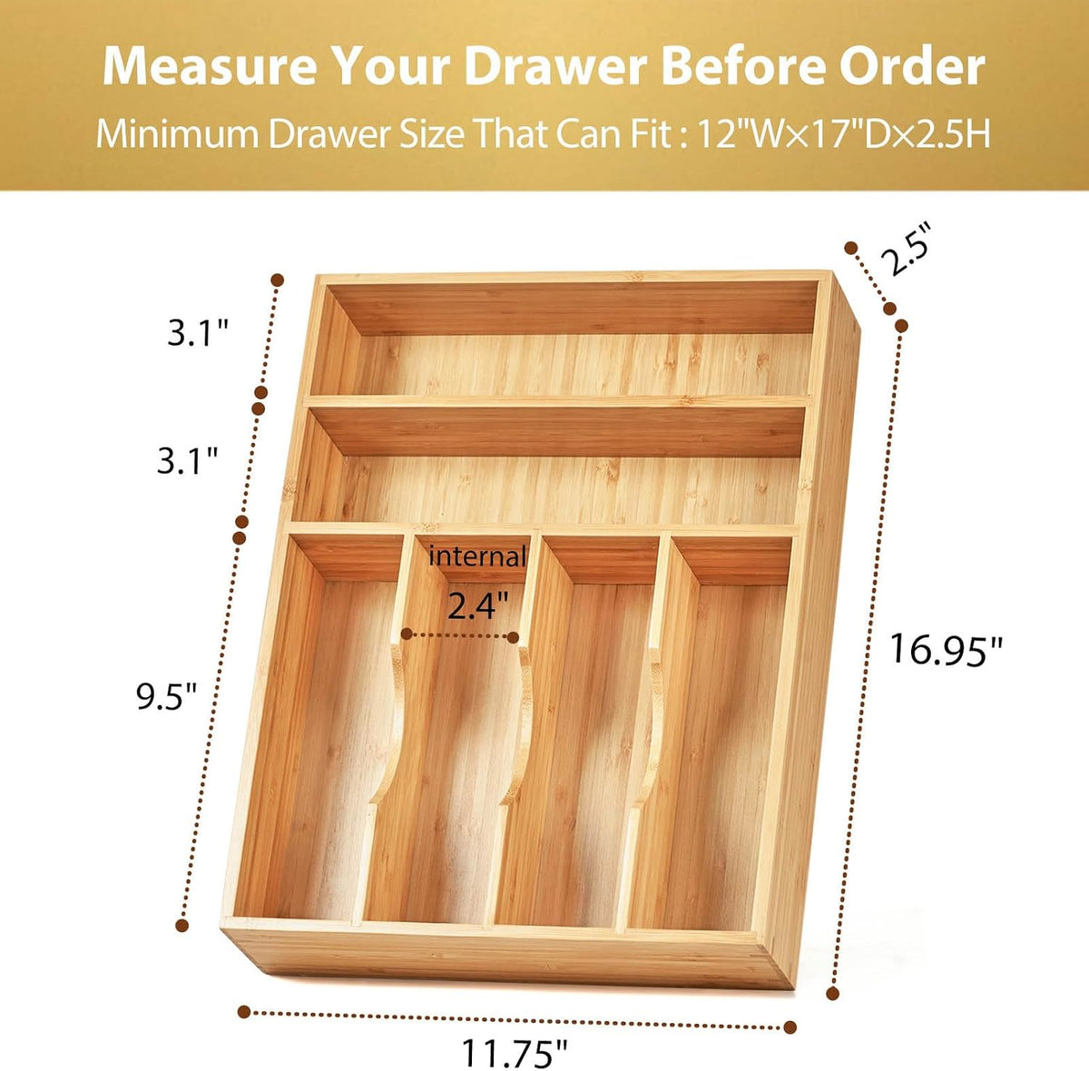 Umilife Kitchen Drawer Organizer, 12 Inch Silverware Utensil Tray Holder, Ext...
