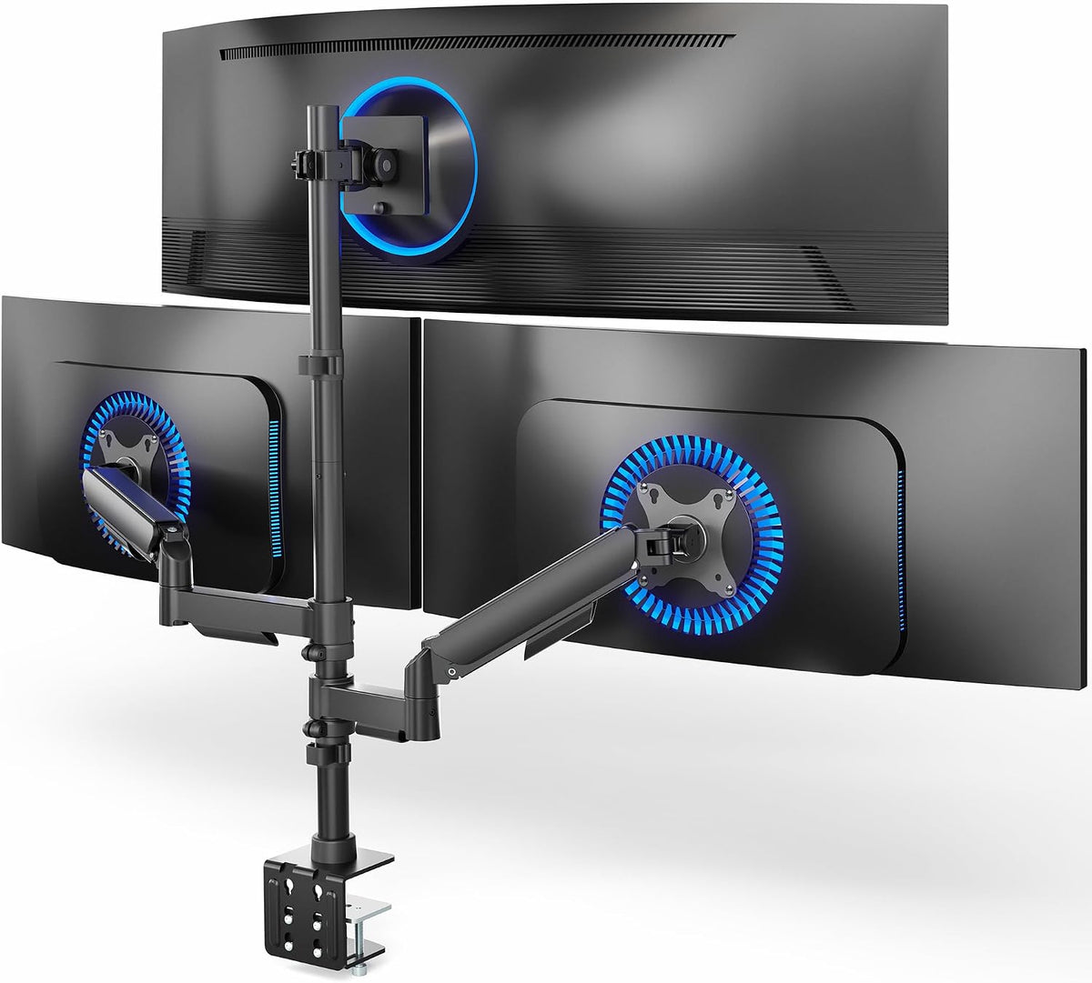 VIVO Triple Monitor Desk Mount, 32 to 49 inch Ultrawide Screens, One Fixed Sc...